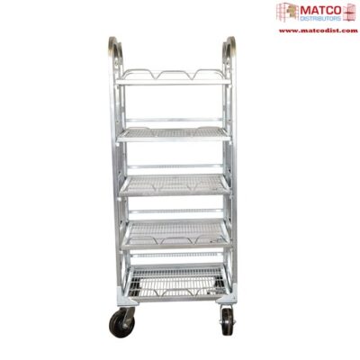 Zinc 80 Gal Folding 5 Shelf Display Milk Bossy Cart