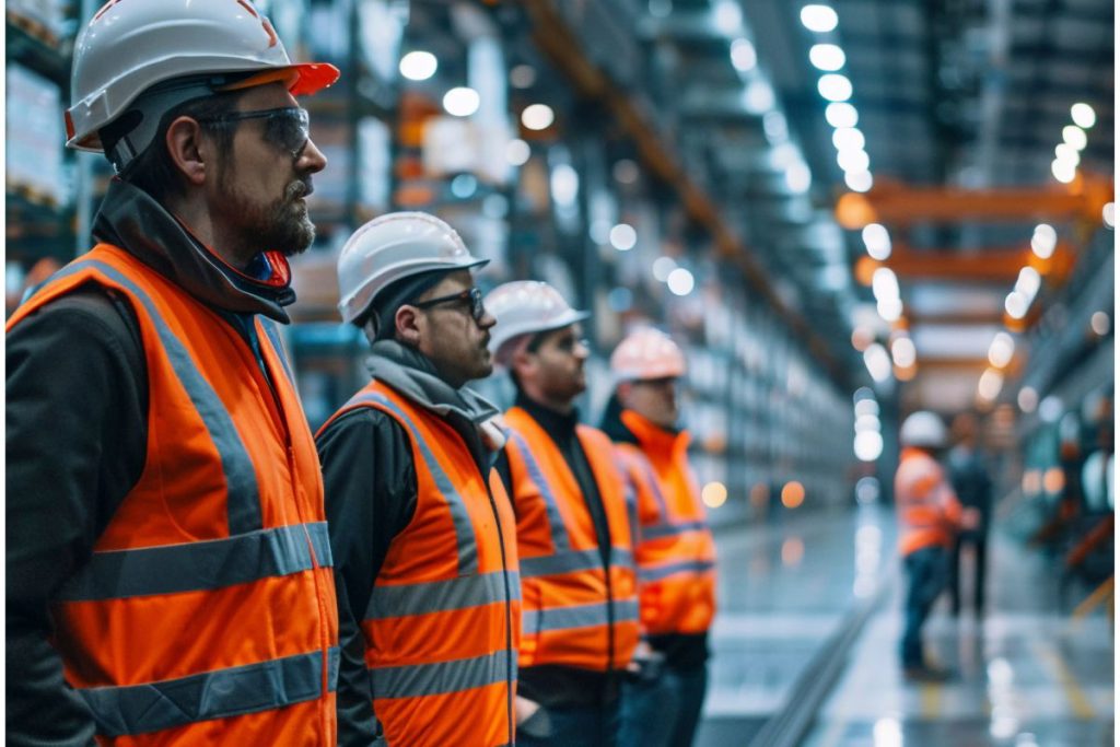 Workers stand with safety uniform for Safety Tips for Warehouse Workers