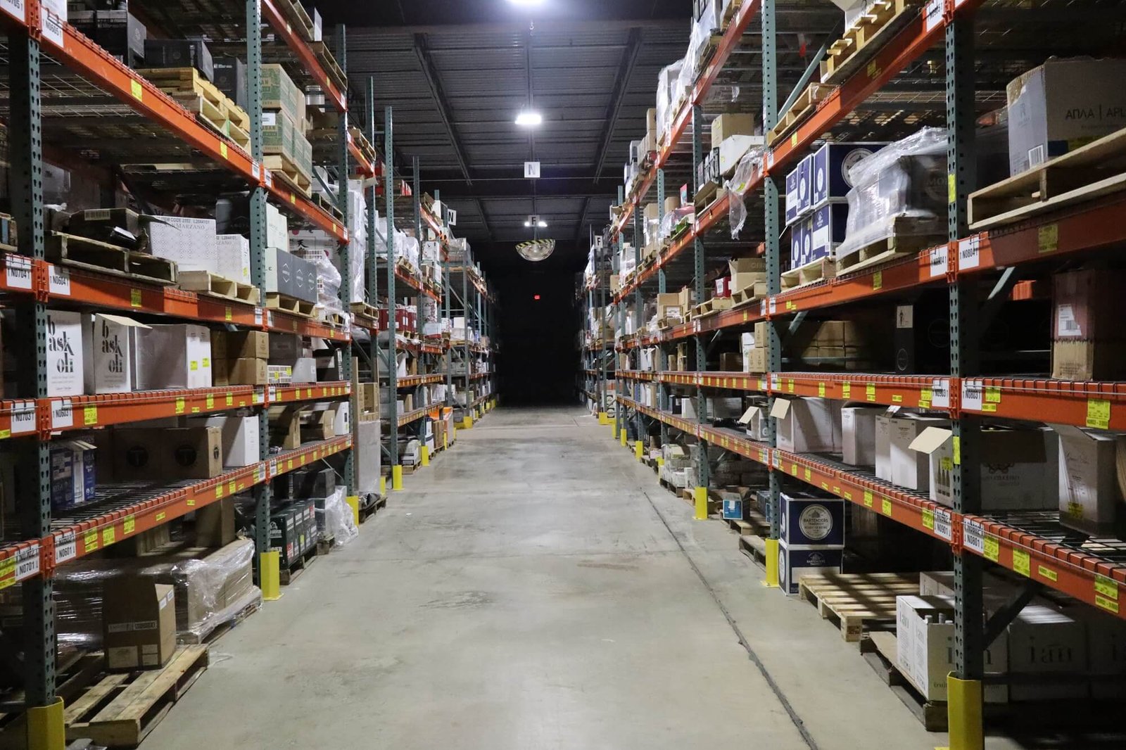 A large warehouse with pallet racking and also showing Rack Protectors